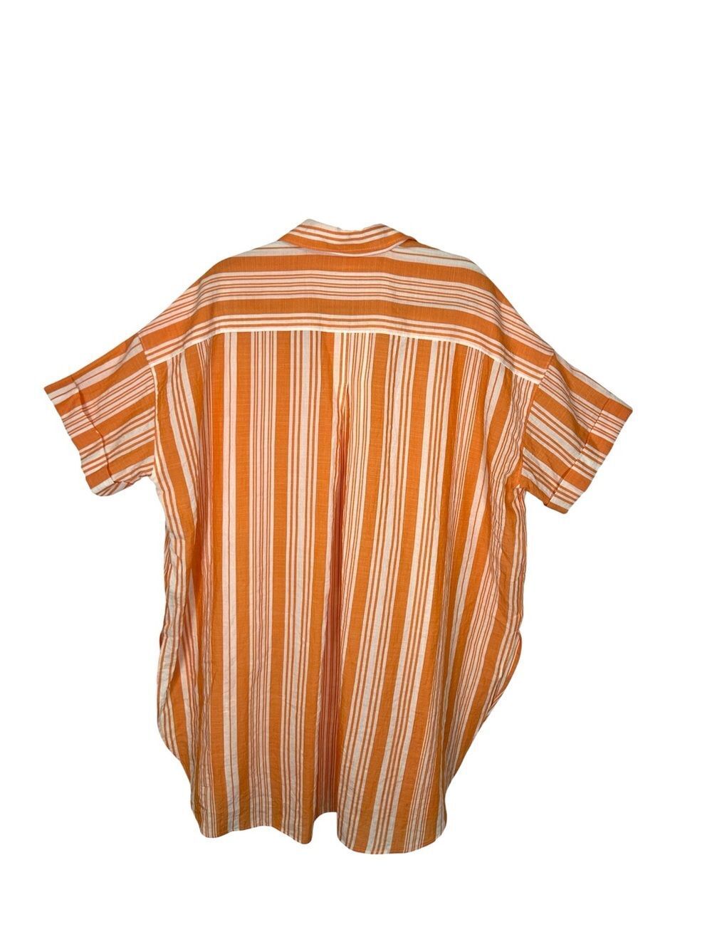 Lem Lem H&M orange white stripe short sleeve oversized shirt dress M/L - Picture 2 of 8